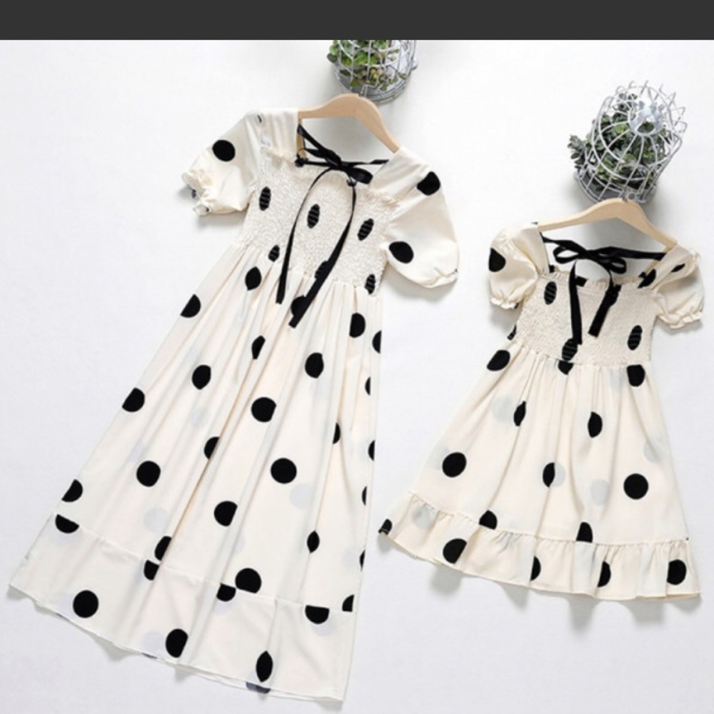 Stunning White With Black Polka Dot Dresses